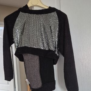 Fashion Nova Black and Silver Sweater